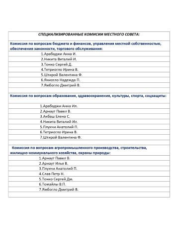 СПЕЦИАЛИЗИРОВАННЫЕ КОМИССИИ МЕСТНОГО СОВЕТА С.ЧОК-МАЙДАН Image